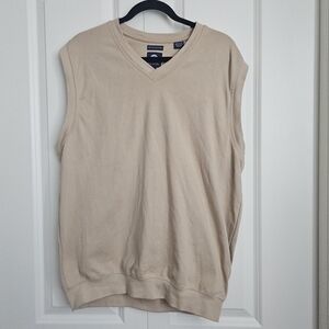 Pebble Beach Tan Sleeveless Shirt Fleece Cotton Sz M Mens